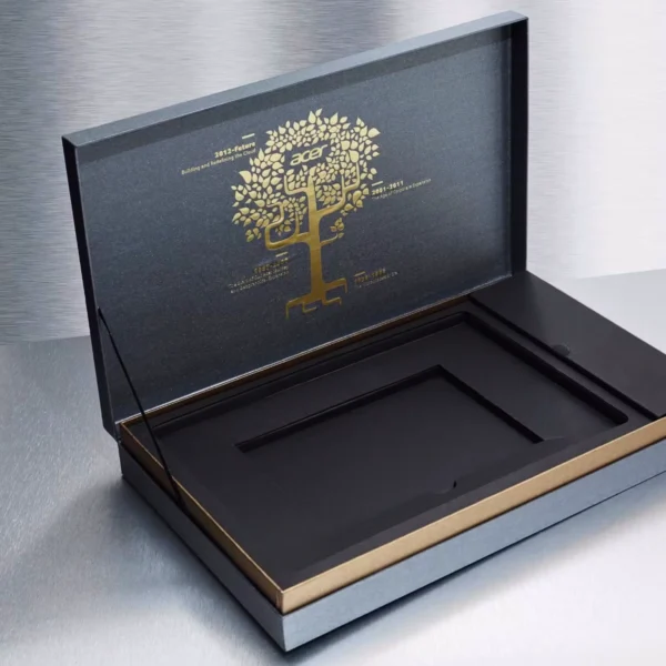 Acer premium rigid box with gold tree design