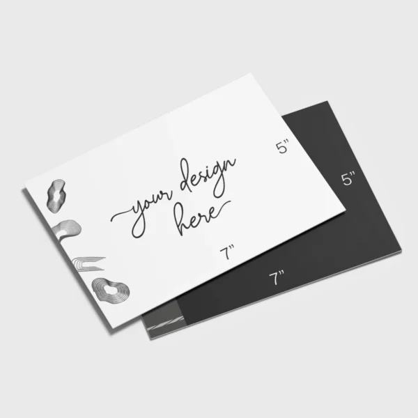 Double-sided 5 x 7 postcard with customizable text on both sides.