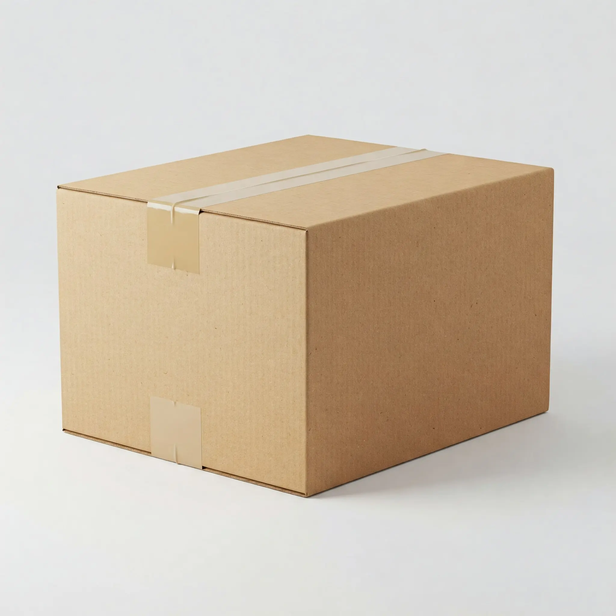 A plain brown cardboard box with its flaps closed and sealed with tape.